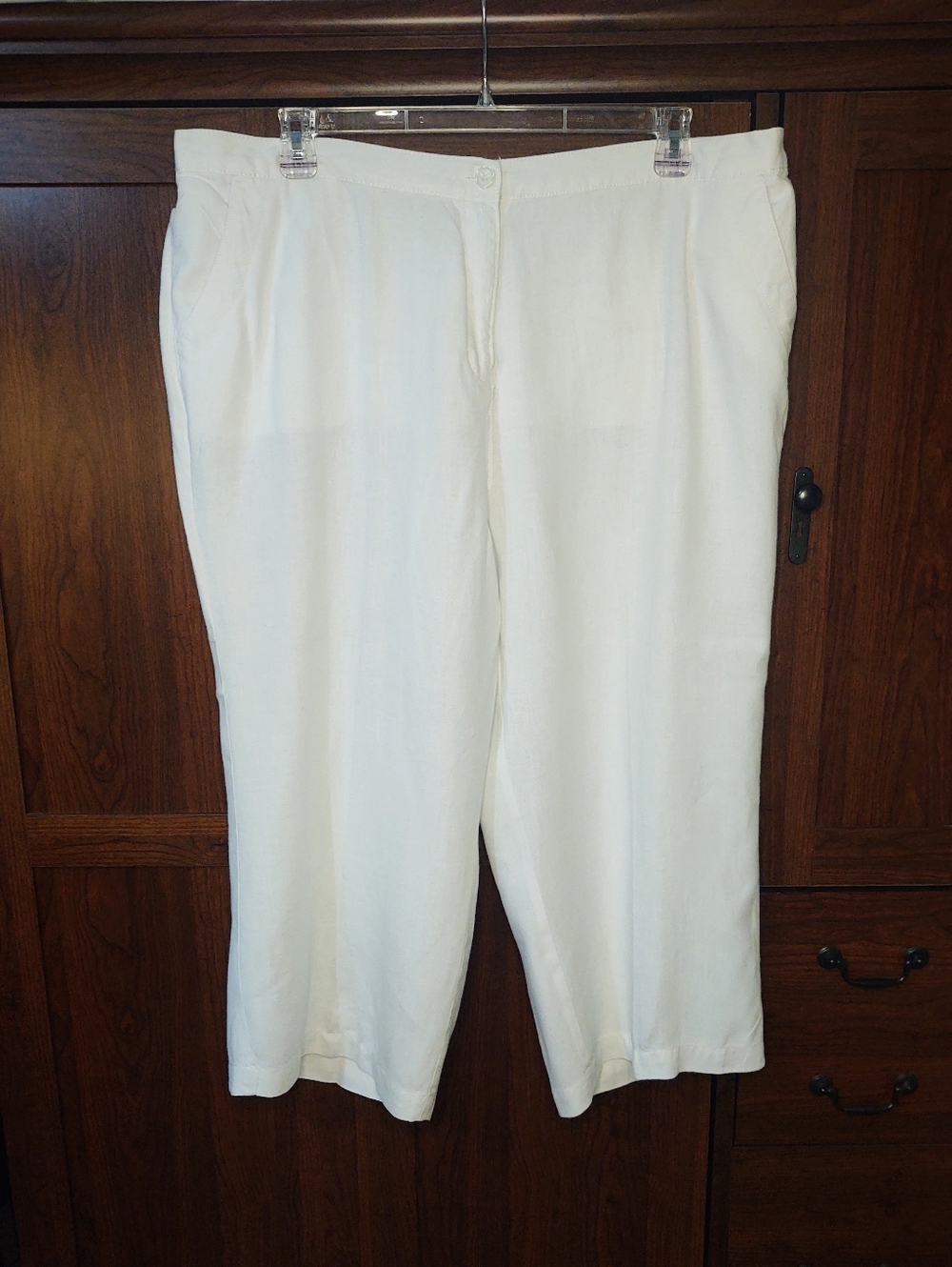 LL Bean 100% Linen Cropped Pants Sz 22W